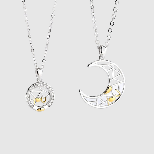 Couple Necklace Sun and Moon Pendant Stitching Love Token Holiday Gift