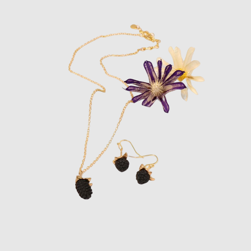 Fashion Pastoral Blackberry Pendant Necklace Set