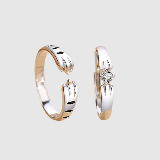 Cat Paw Couple Rings Light Luxury  Design