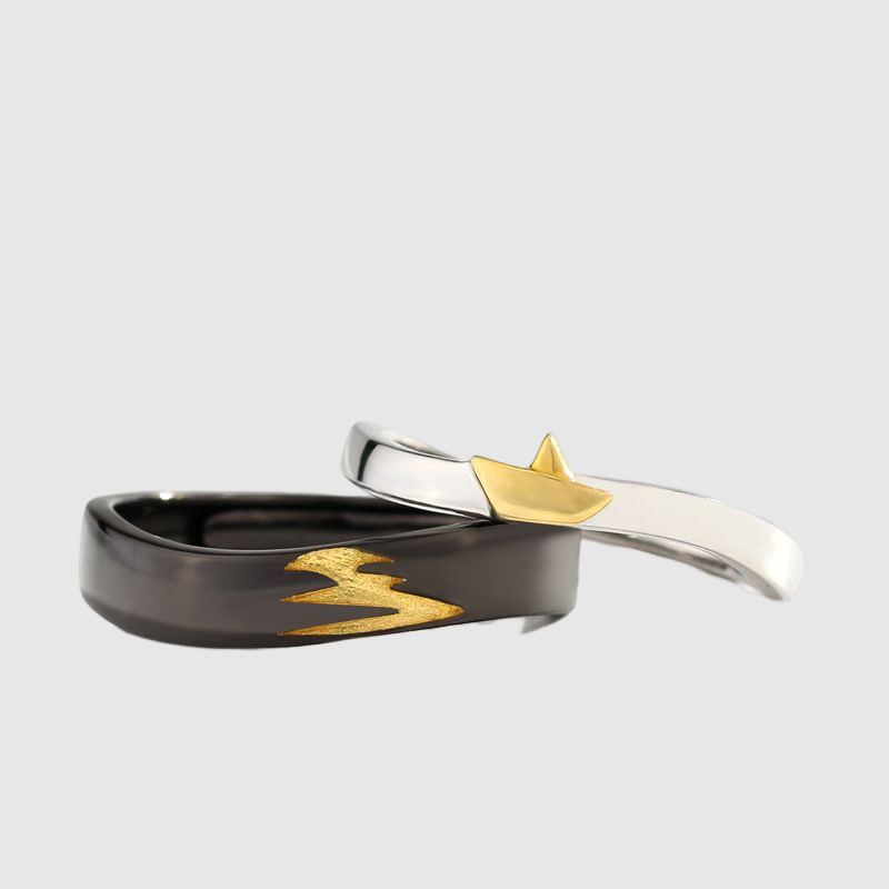 Light and  Shadow Simple Style Couple Rings