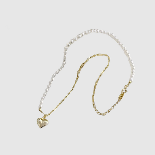 Gold Love Bead Necklace Girls Small Fragrance Light Luxury Clavicle Chain