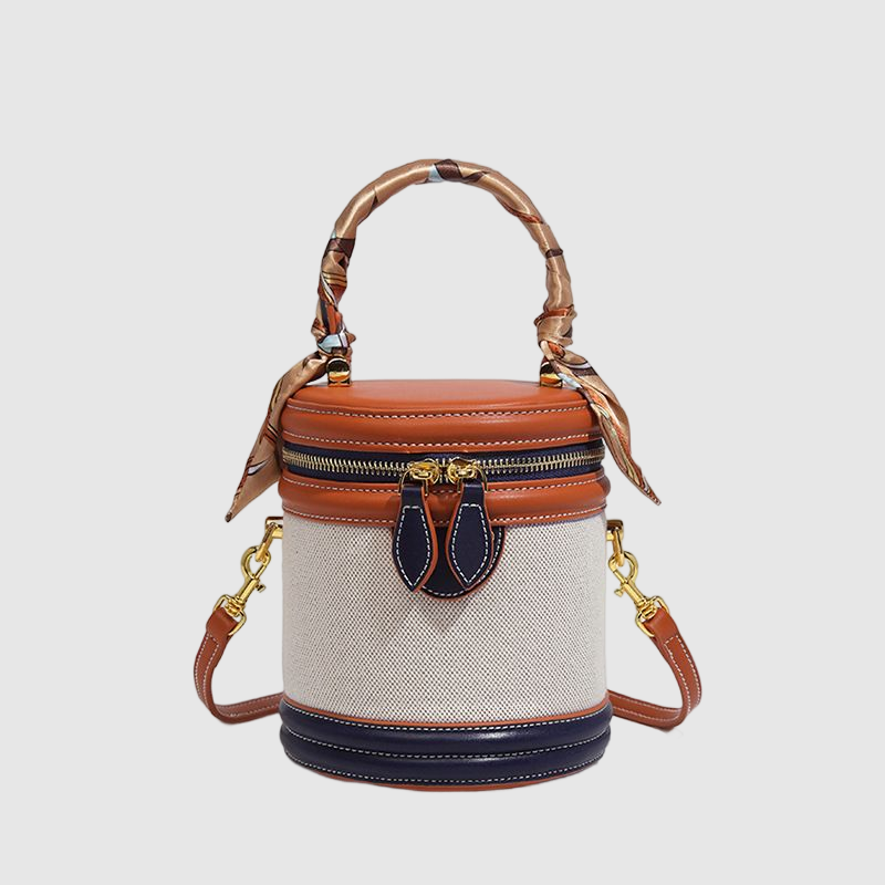 Mini Retro Bucket Bag  New Handbag Silk Scarf Fashion Cylinder