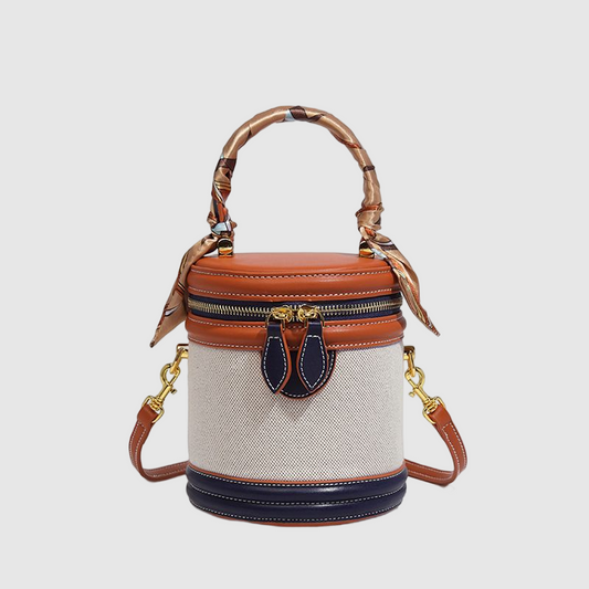Mini Retro Bucket Bag  New Handbag Silk Scarf Fashion Cylinder