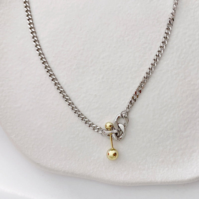 Chain Balance Ball Match Necklace Retro Trend Versatile Simple Clavicle Chain