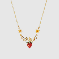 Sweet Strawberry Necklace Hand-painted Enamel Glaze New Mori Minority Clavicle Chain