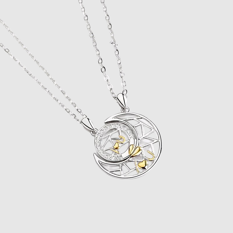 Couple Necklace Sun and Moon Pendant Stitching Love Token Holiday Gift