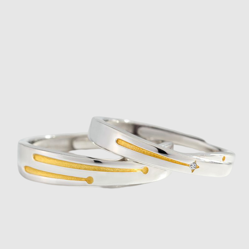 Planet Falling Couple Ring Creative Geometric Ring