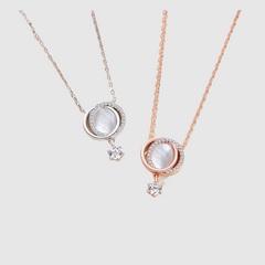 Sterling Silver  Fritillary Shell Night Comes Double Full Moon Necklace Clavicle Chain Pendant Jewelry