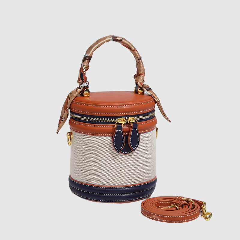 Mini Retro Bucket Bag  New Handbag Silk Scarf Fashion Cylinder