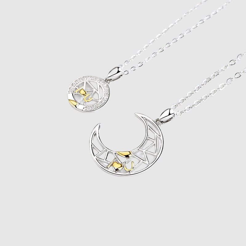 Couple Necklace Sun and Moon Pendant Stitching Love Token Holiday Gift