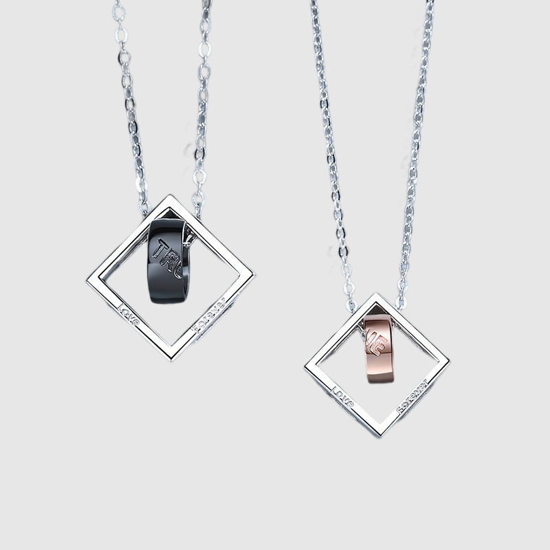 "Love" Letter Stitching Creative Couple Necklace Simple Design Valentine's Day Gift for Girlfriend