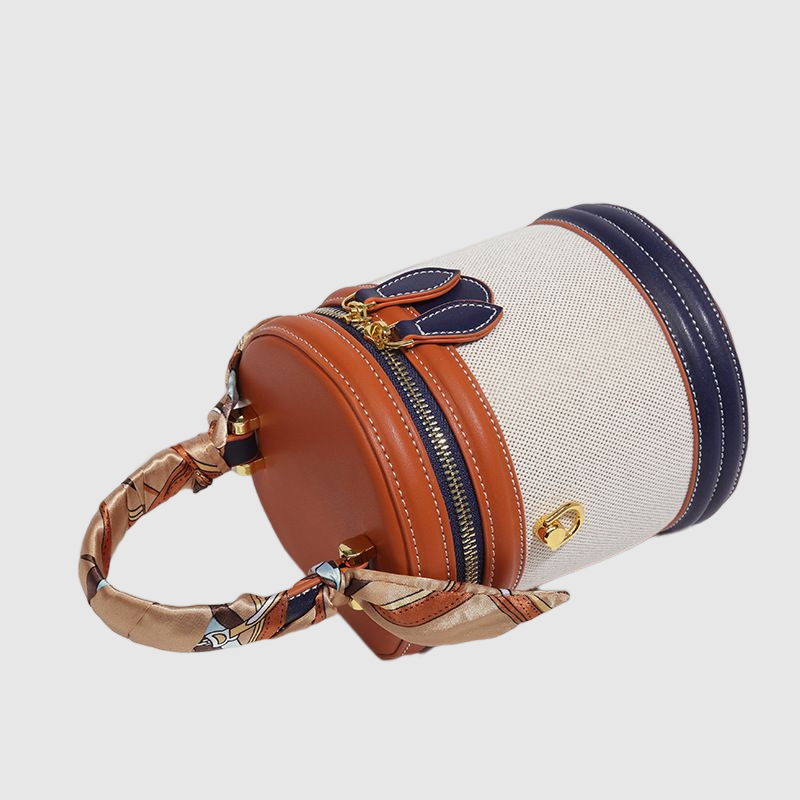 Mini Retro Bucket Bag  New Handbag Silk Scarf Fashion Cylinder