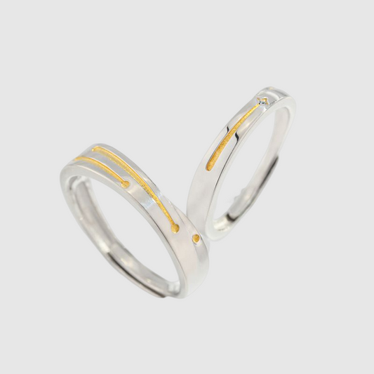 Planet Falling Couple Ring Creative Geometric Ring