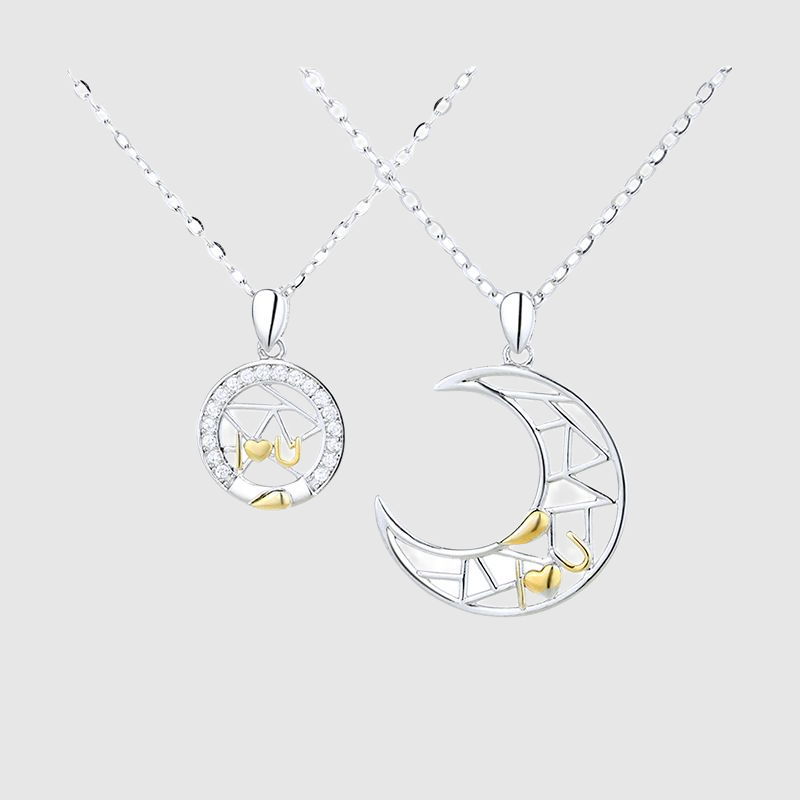 Couple Necklace Sun and Moon Pendant Stitching Love Token Holiday Gift