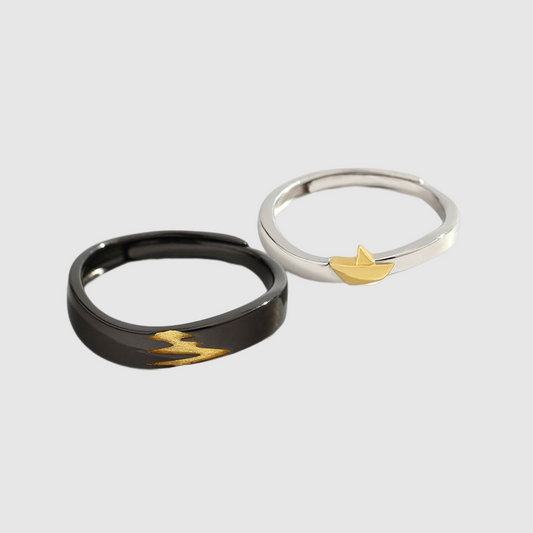 Light and  Shadow Simple Style Couple Rings