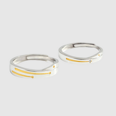 Planet Falling Couple Ring Creative Geometric Ring