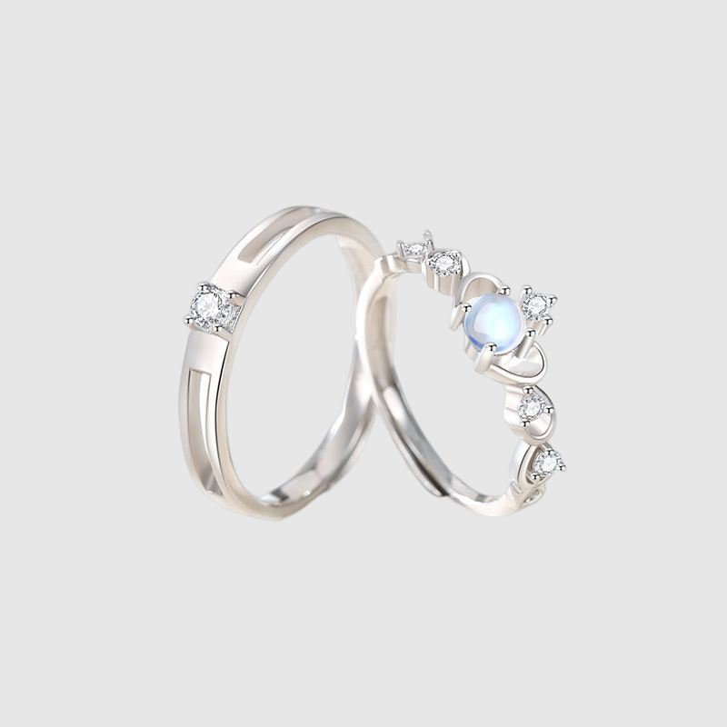 Stone Couple Ring Niche Design  Crown Pair Ring Valentine's Day Gift