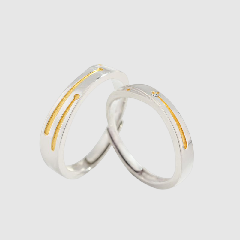 Planet Falling Couple Ring Creative Geometric Ring