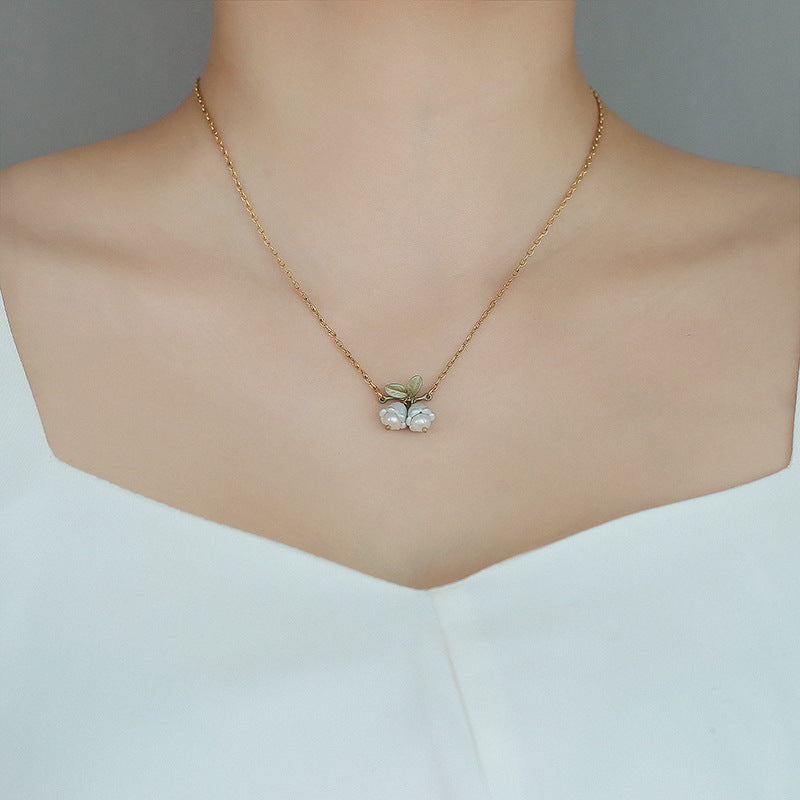 Lily of the  Valley Pearl Necklace for Girlfriend