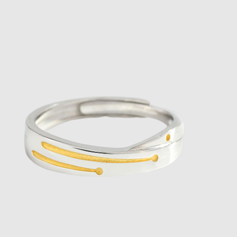 Planet Falling Couple Ring Creative Geometric Ring