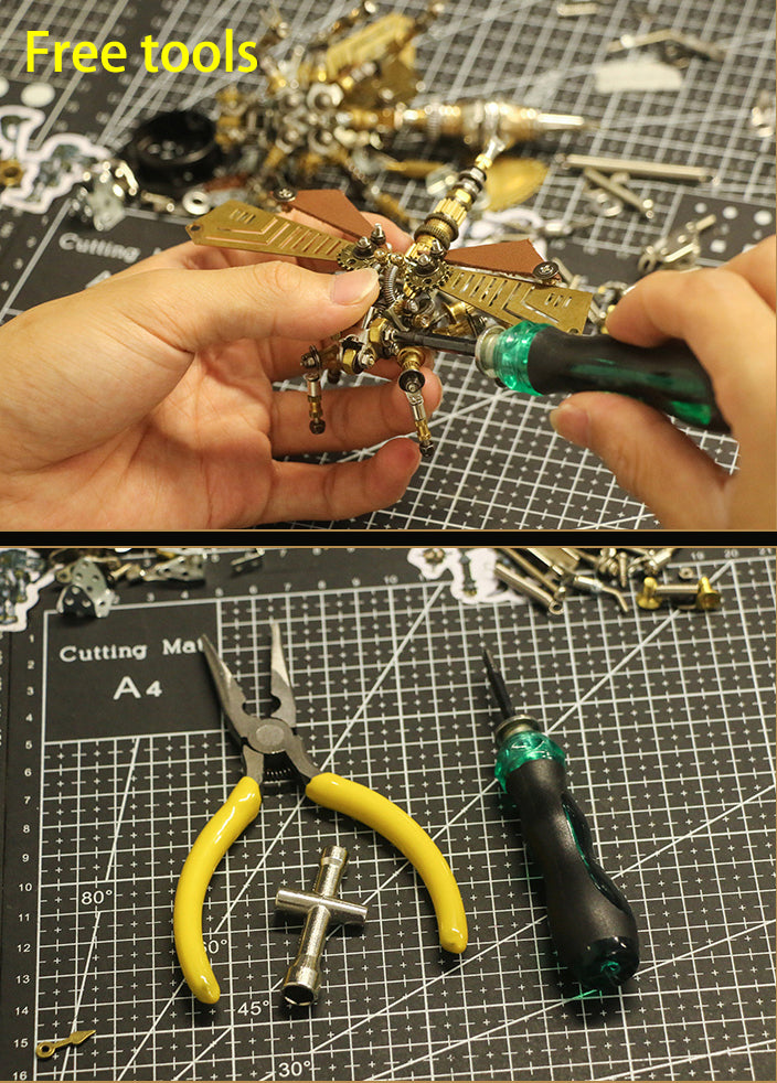 Mechanisches Insektenmodell, manuelles Gezeitenspiel, Libellendekoration, DIY-Spielzeug, kreatives Geburtstagsgeschenk