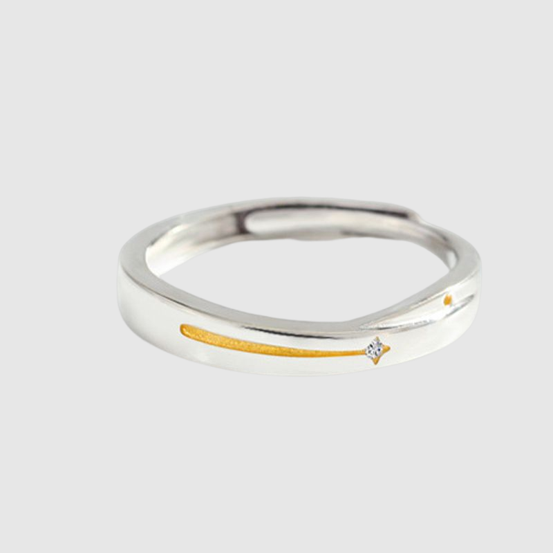 Planet Falling Couple Ring Creative Geometric Ring