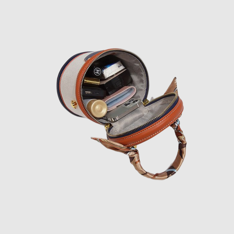 Mini Retro Bucket Bag  New Handbag Silk Scarf Fashion Cylinder