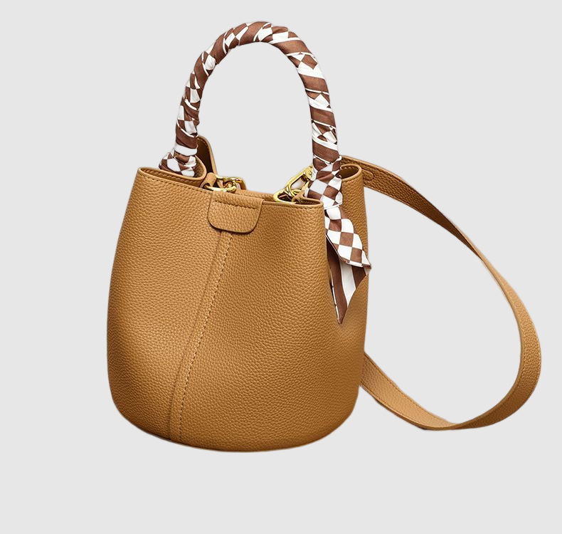 New handbags Women's crossbody bag light luxury leather hand bucket bag