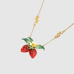 Sweet Strawberry Necklace Hand-painted Enamel Glaze New Mori Minority Clavicle Chain