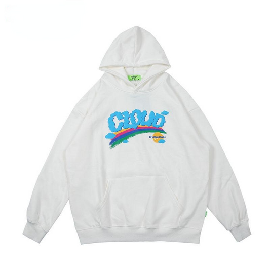 Rainbow Foaming English Hoodie for Men and Women Versatile Pullover Hoodie Loose Coat Fashion