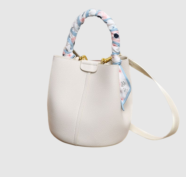 New handbags Women's crossbody bag light luxury leather hand bucket bag