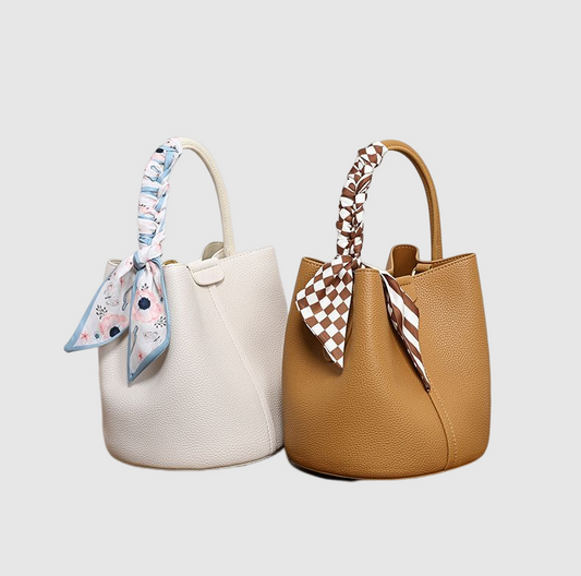 New handbags Women's crossbody bag light luxury leather hand bucket bag