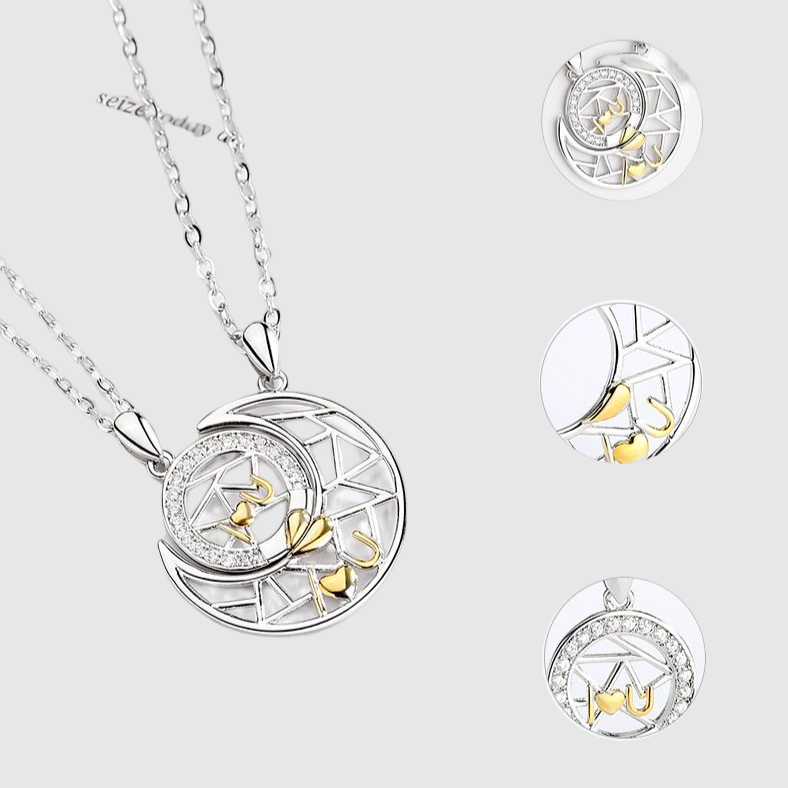 Couple Necklace Sun and Moon Pendant Stitching Love Token Holiday Gift