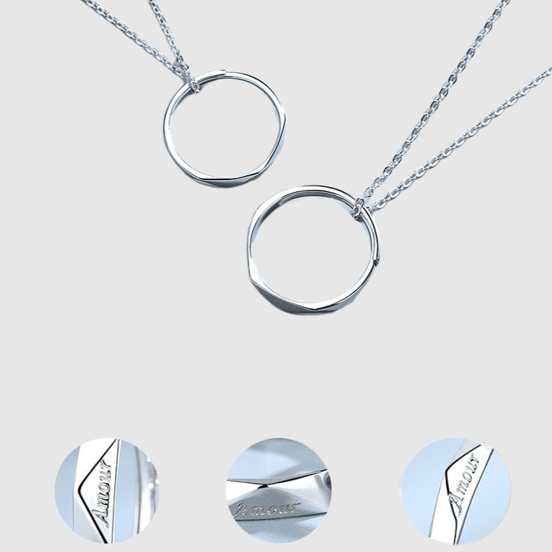 French Amour Couple Ring Necklace A Simple Unisex Ring Necklace