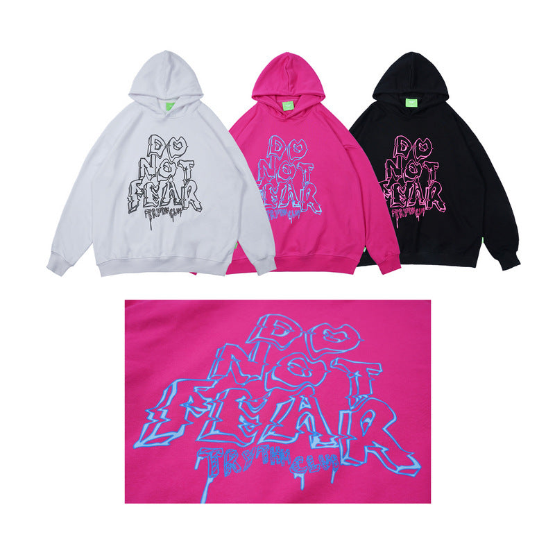 Autumn and Winter Couple's loose hiphop rapper street letter printing Hoodie