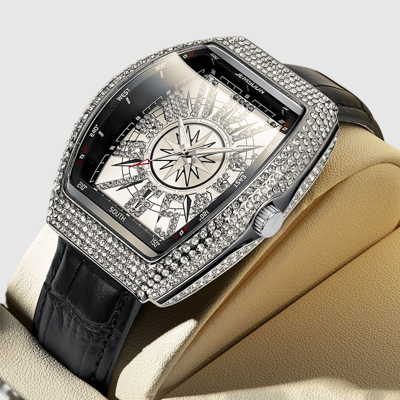 Square full of stars glow-in-the dark wine cask fashion men full of diamond British watch diamond business