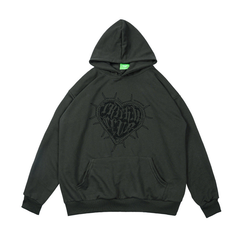 Autumn and Winter Couple's loose hiphop rapper street letter printing Hoodie