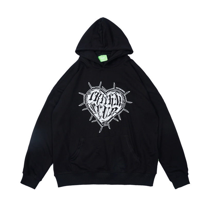 Autumn and Winter Couple's loose hiphop rapper street letter printing Hoodie